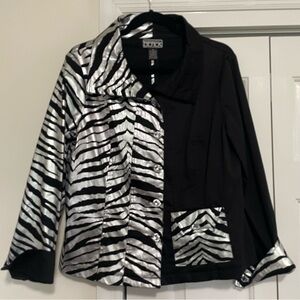 BEREK Ladies Black and Silver Zebra Print Two Tone Jacket Size Medium